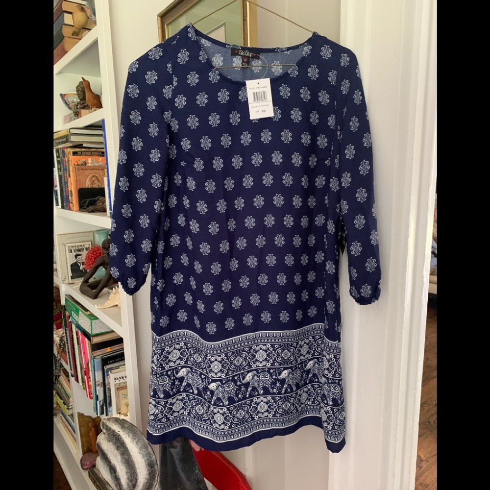 Be Bop Blue Vera Bradley inspired print Mini Dress